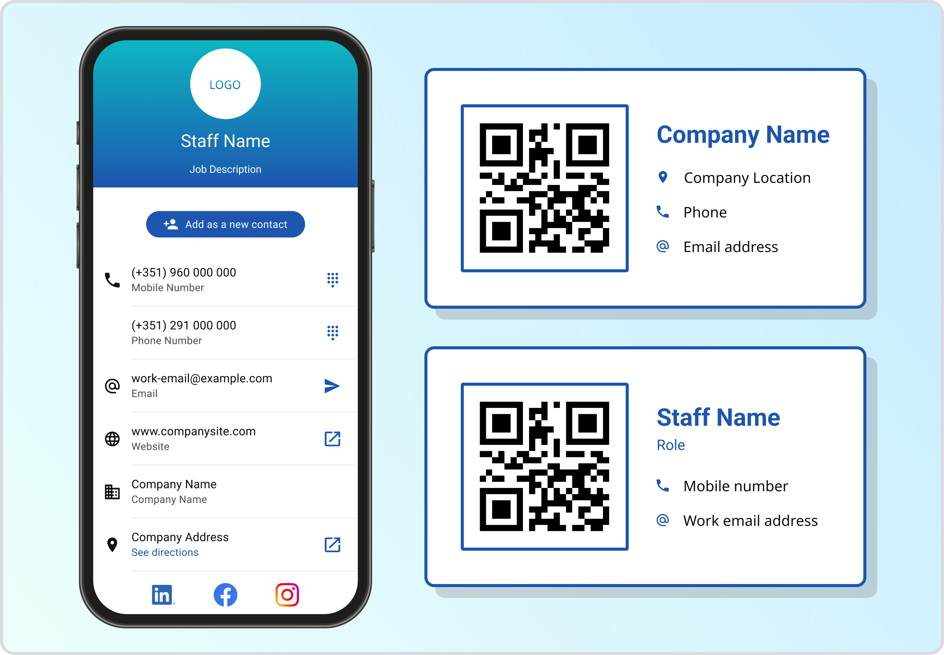 Digital business cards app